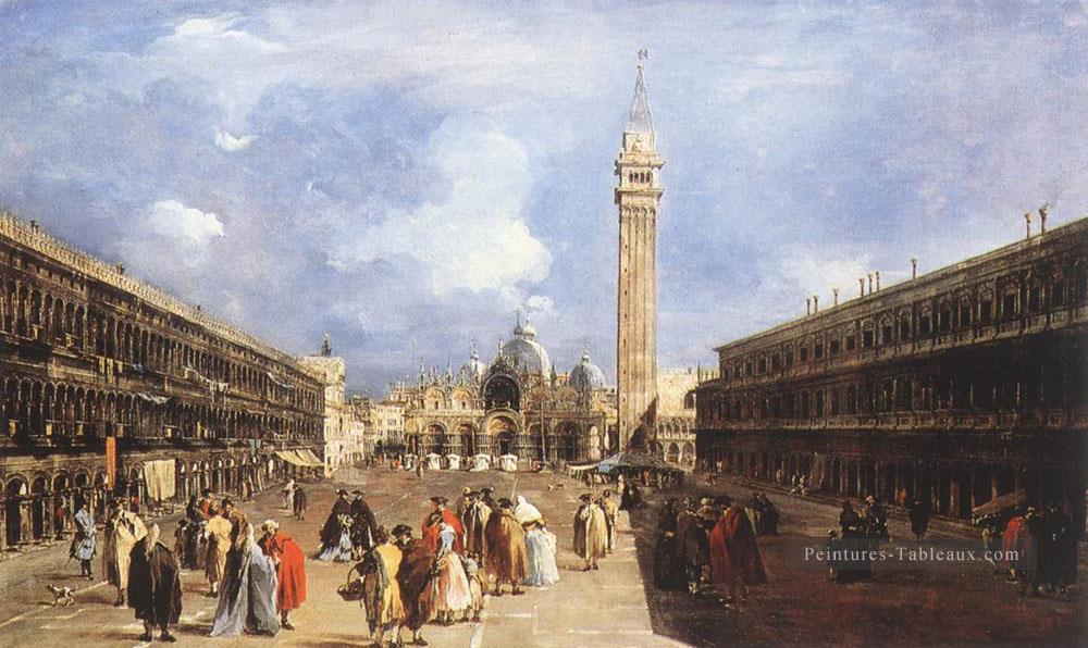 La Piazza San Marco vers la basilique école vénitienne Francesco Guardi Peintures à l'huile